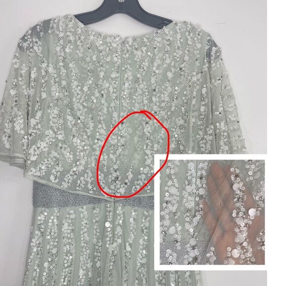 Mac Duggal 93784 Embellished V-Neck Column Ethereal Fairy Gown in Mint, Size 4 - Picture 5 of 11